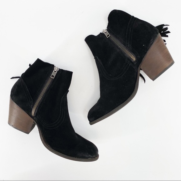 Steve Madden Faulkner Black Fringe Ankle Booties, Size 6 M - Picture 8 of 14